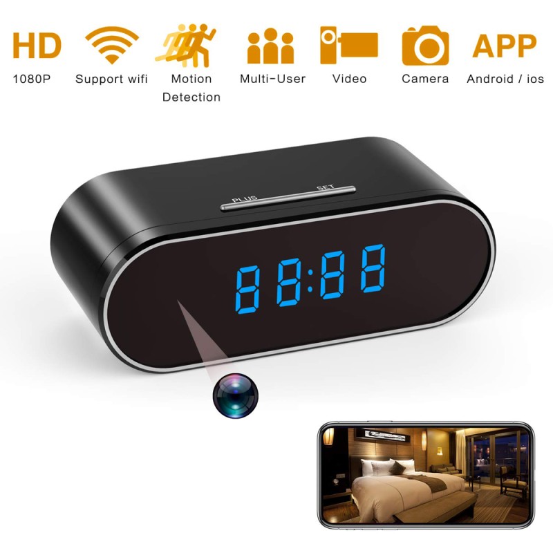 1080P WiFi Spy Alarm Clock Video Recorder Security Night Vision Motion